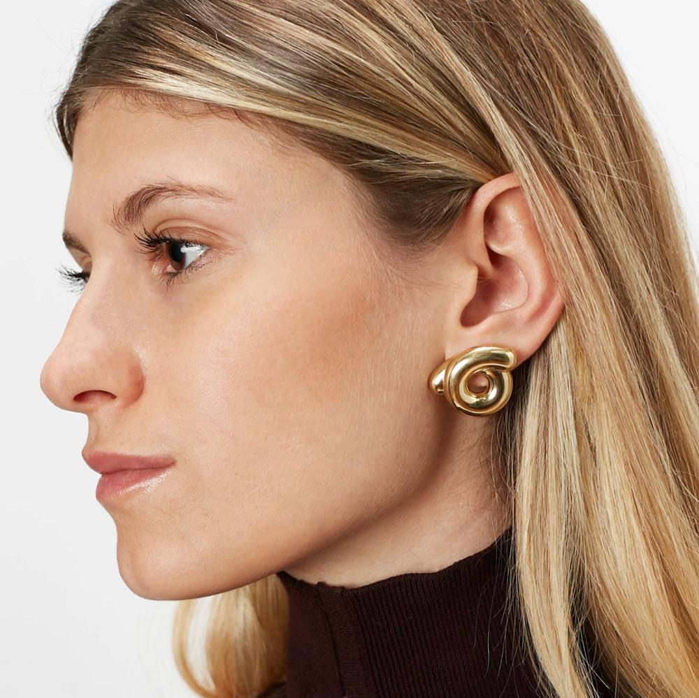 Large Yellow Gold Tarallo Earrings - MUSE Shop