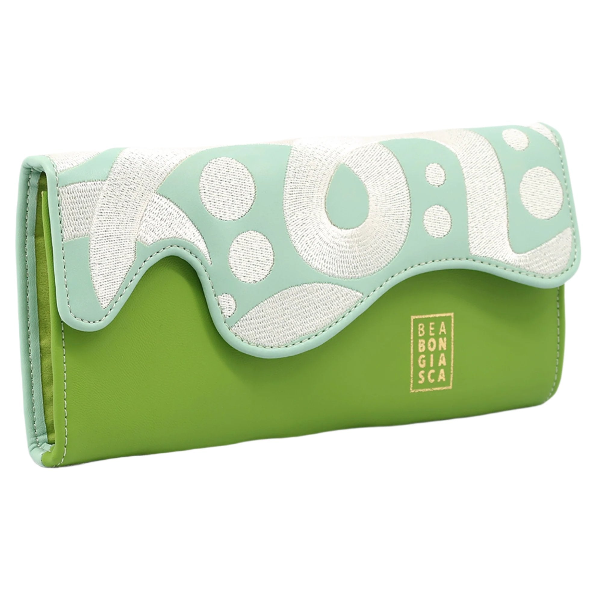 Lime Green, Blu Iris & White Vegan Leather Jewelry Roll - MUSE Shop