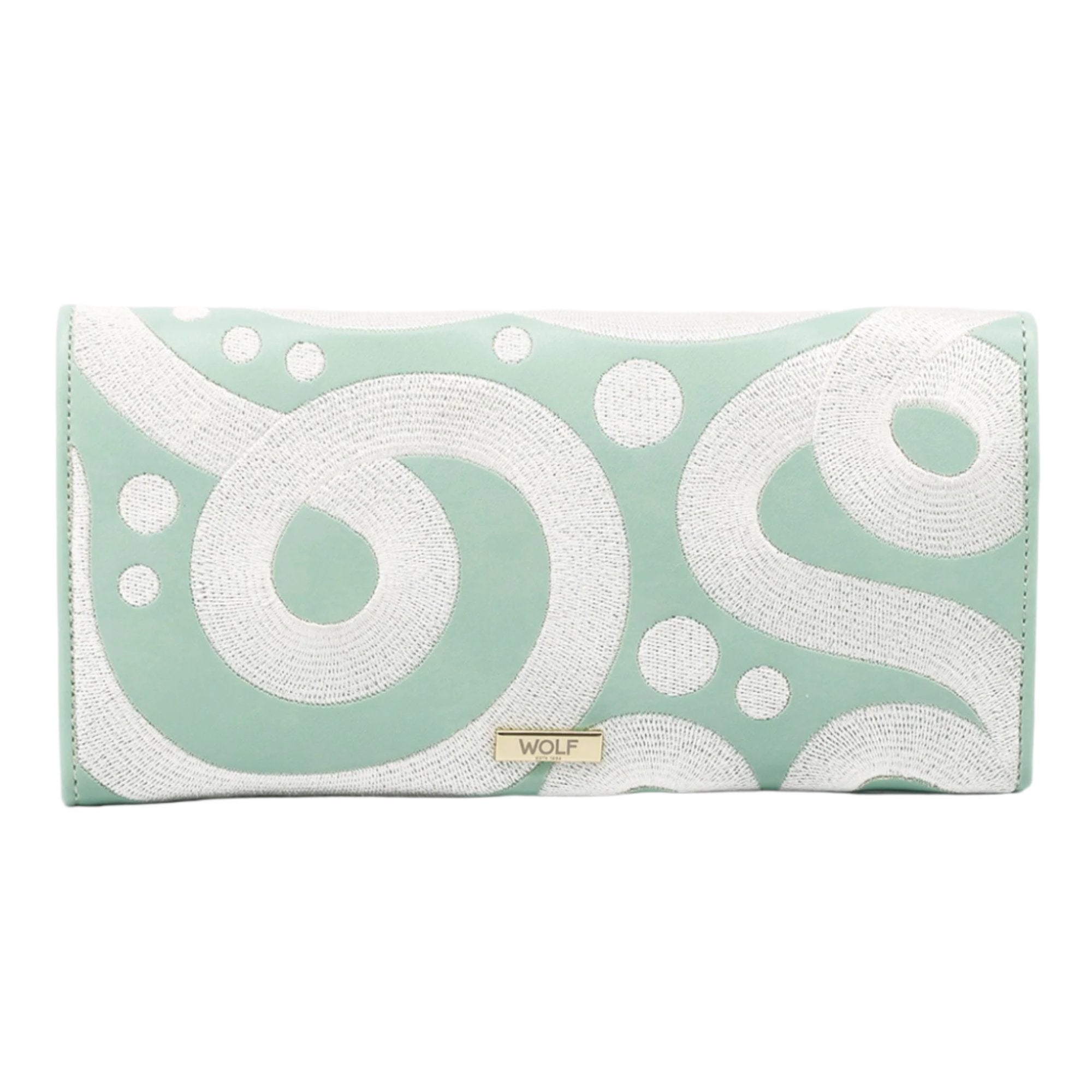Lime Green, Blu Iris & White Vegan Leather Jewelry Roll - MUSE Shop