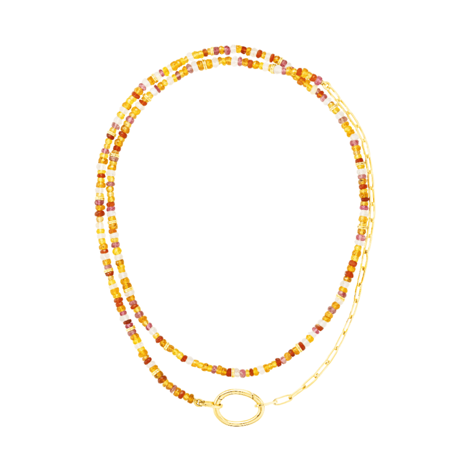 Long Lien Pierres Orange Beaded Necklace - MUSE Shop