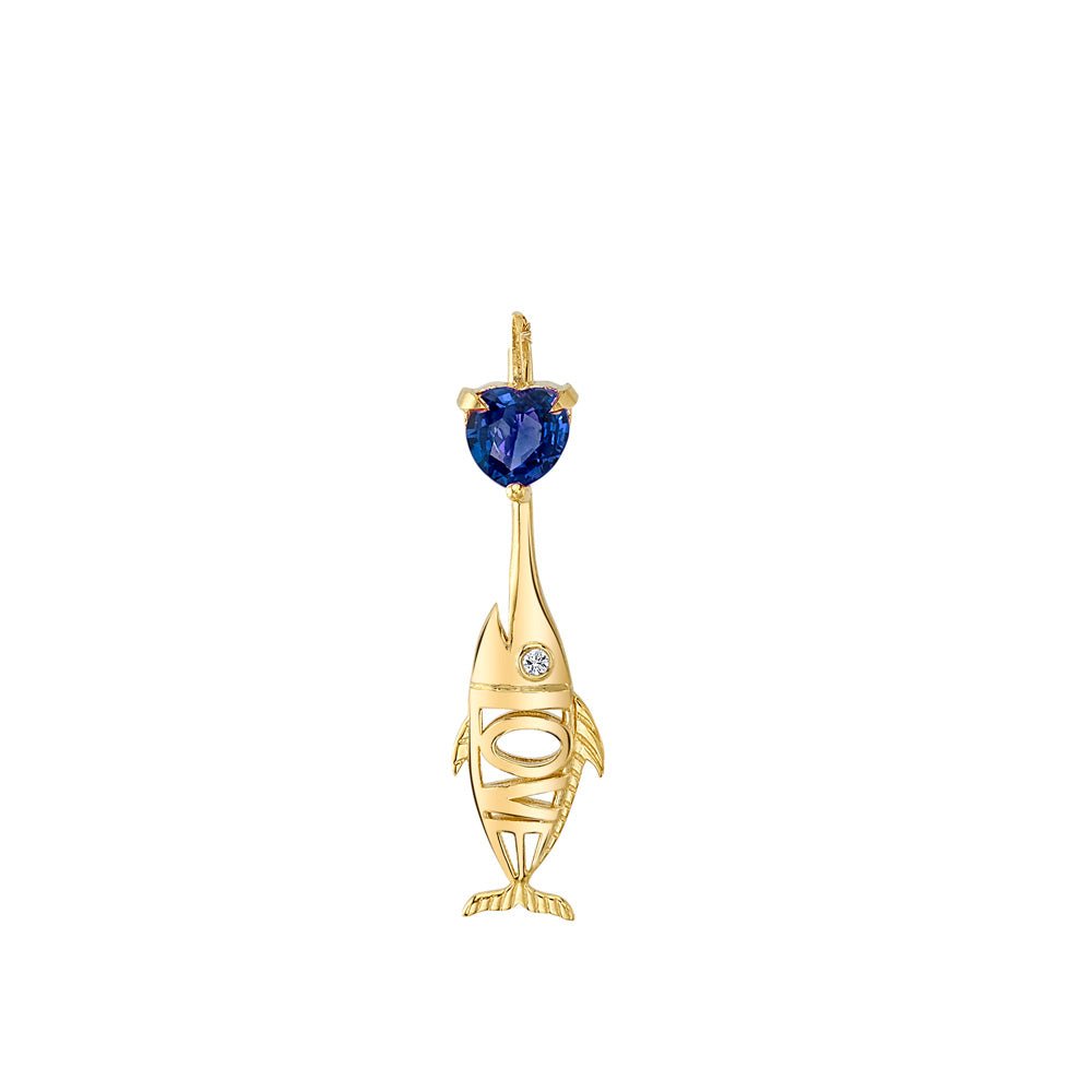 Love Fish Charm Blue Sapphire - MUSE Shop