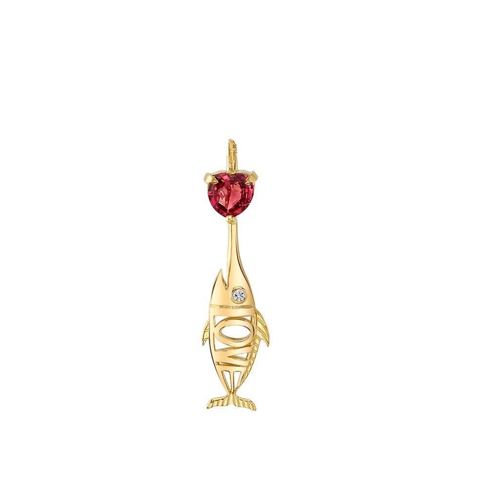 Love Fish Charm Red Sapphire - MUSE Shop
