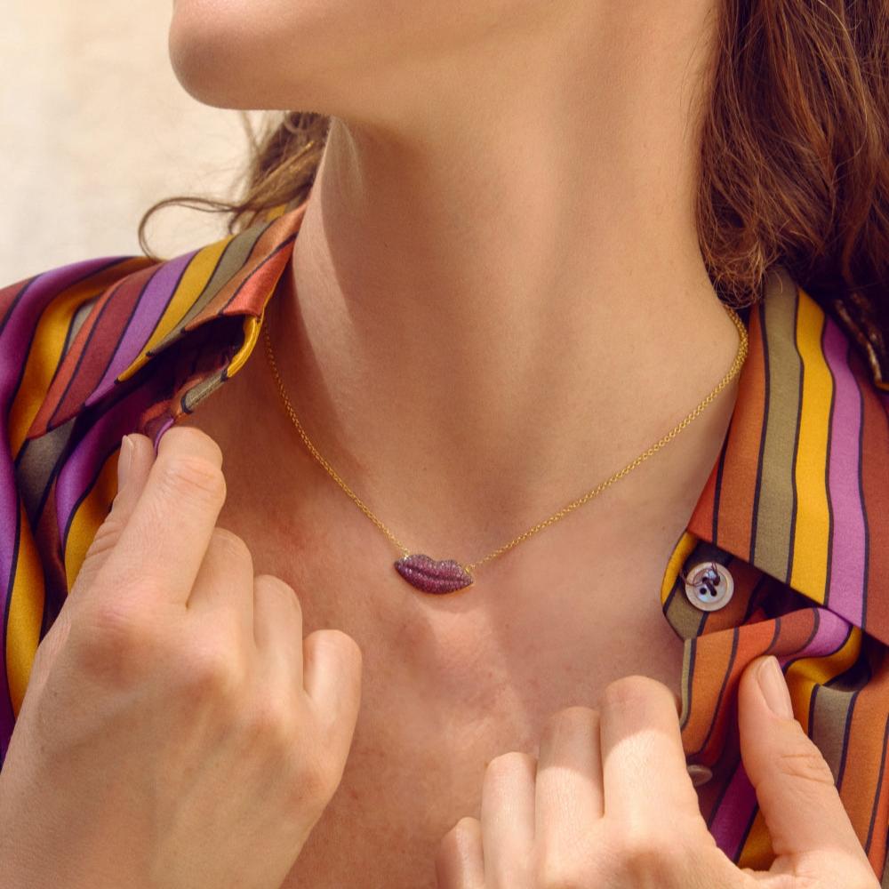 Mini Kiss Pink Sapphire Necklace - MUSE Shop