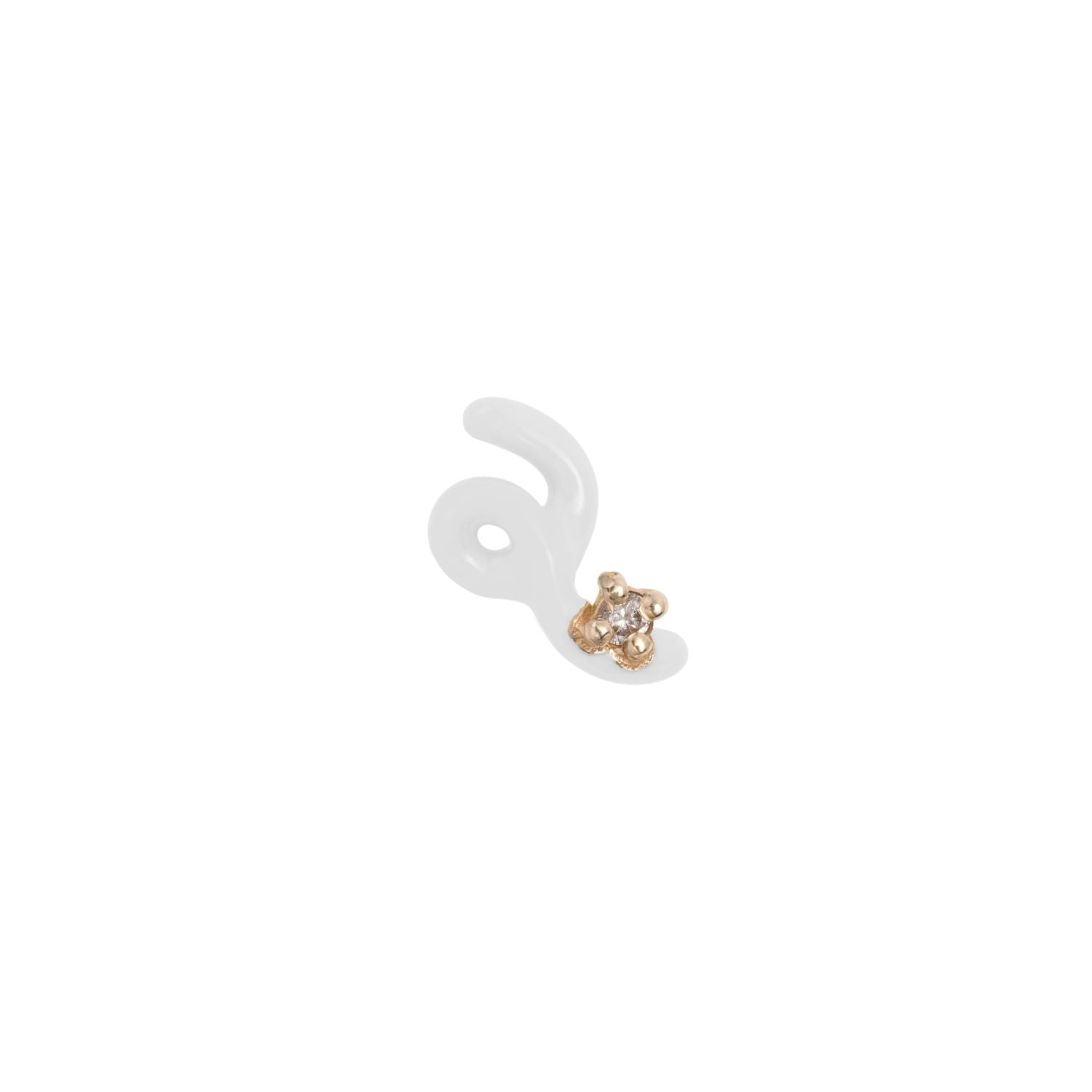 Mini Loop Earring with Diamond and White Enamel - MUSE Shop