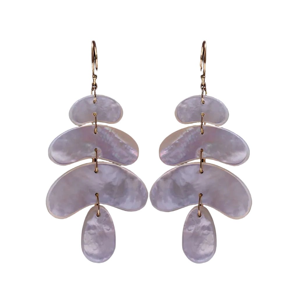 Mother of Pearl Small Flat Totem Earring in Yellow Gold - MUSE Shop