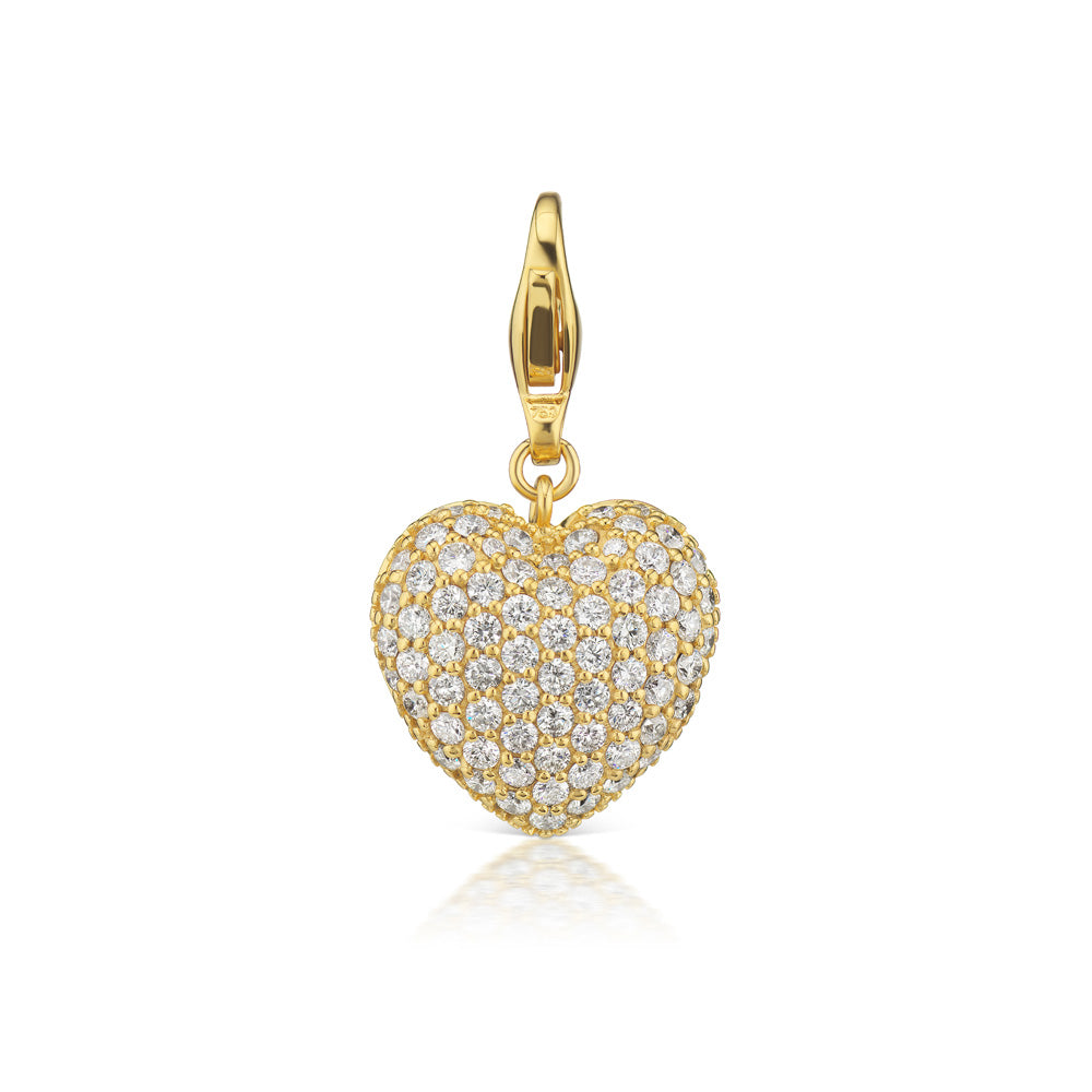 A Buddha Mama Small Puffy Heart Diamond Charm with diamond pavè.