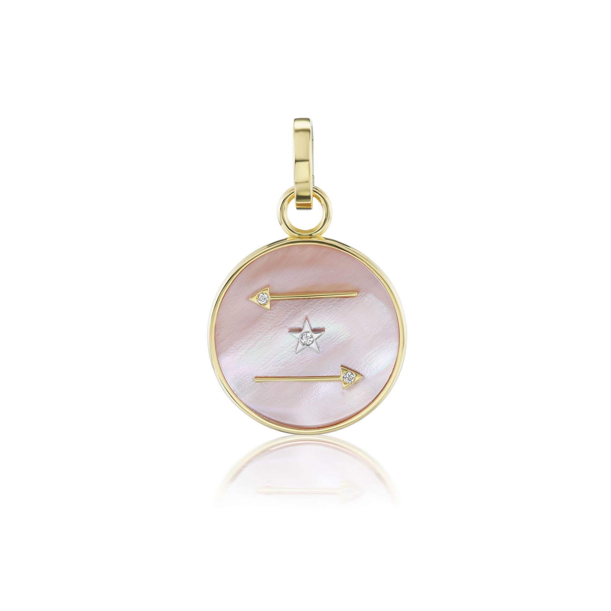 Ora Pure Pink Mother of Pearl Talisman Charm in Yellow Gold - MUSE Shop