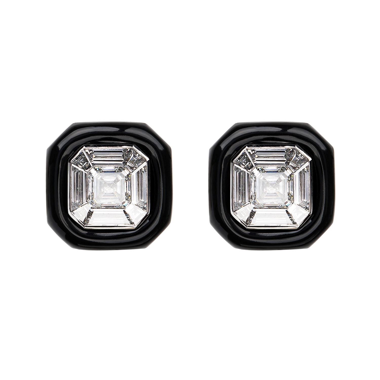 Oui Diamond & Enamel Stud Earrings - MUSE Shop