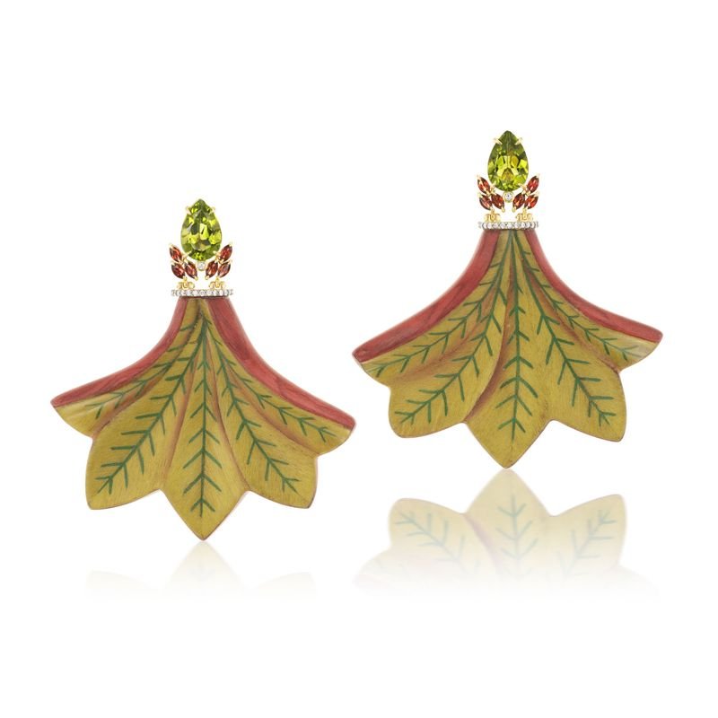 Peridot & Garnet Marquetry Earrings - MUSE Shop