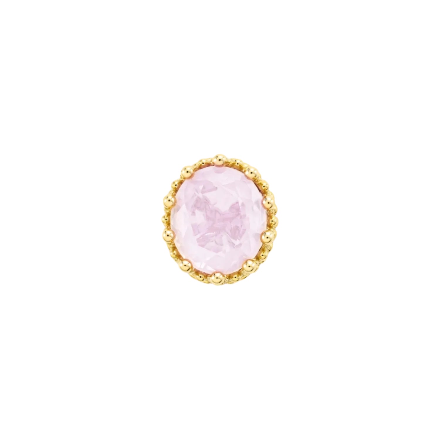 Rose Quartz Pierreries Stud Earring in Yellow Gold