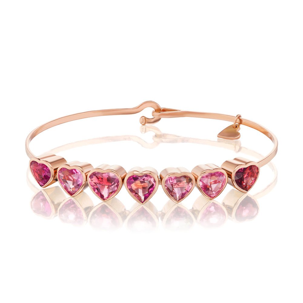 Pink Tourmaline 7 Heart Bracelet - MUSE Shop