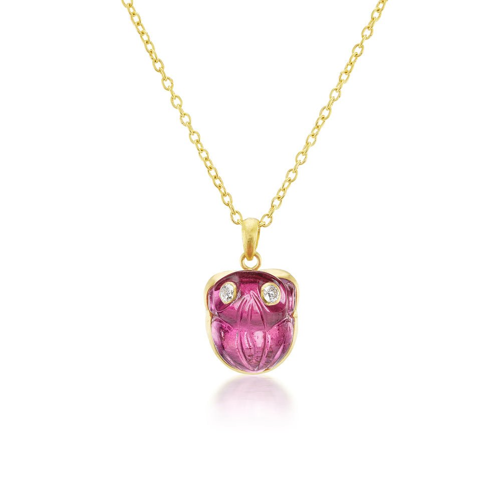 Pink Tourmaline & Diamond Frog Pendant Necklace - MUSE Shop