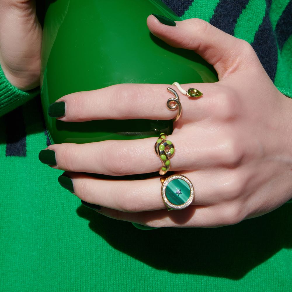 Pistachio Enamel Maxi Loop Ring - MUSE Shop
