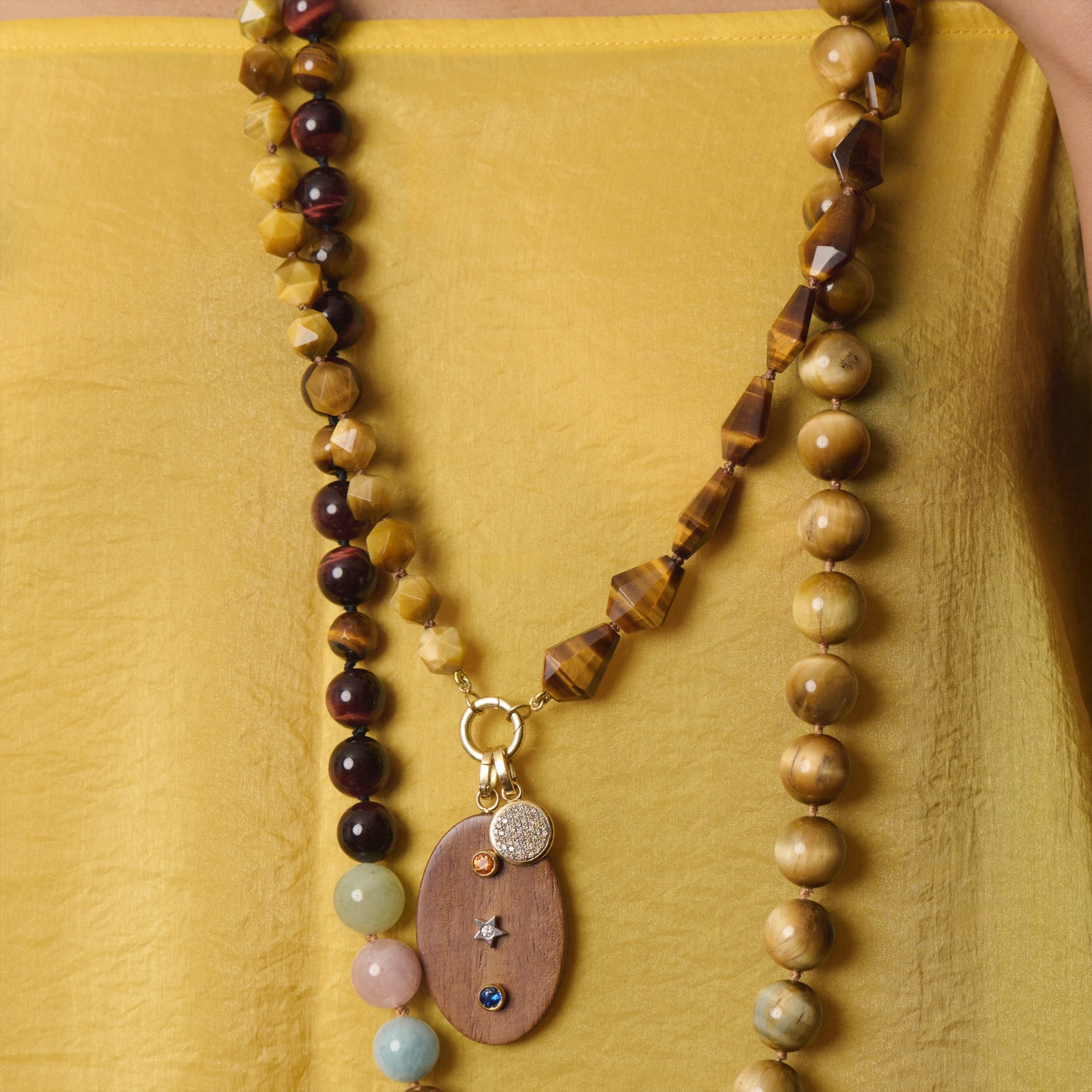 Mixed Faceted Beaded Golden Tiger's Eye Necklace