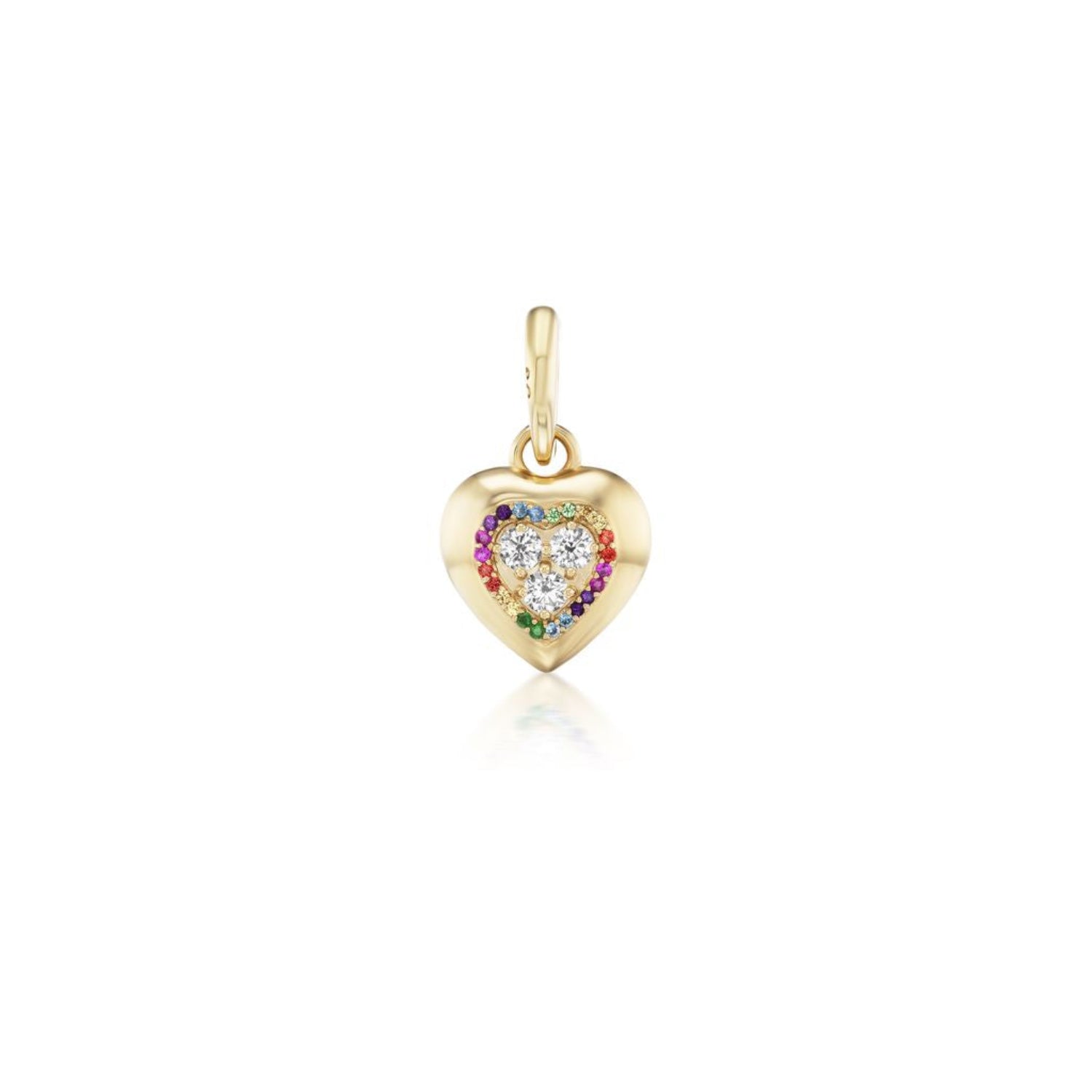 Rainbow Halo Diamond Candy Heart Button Charm - MUSE Shop
