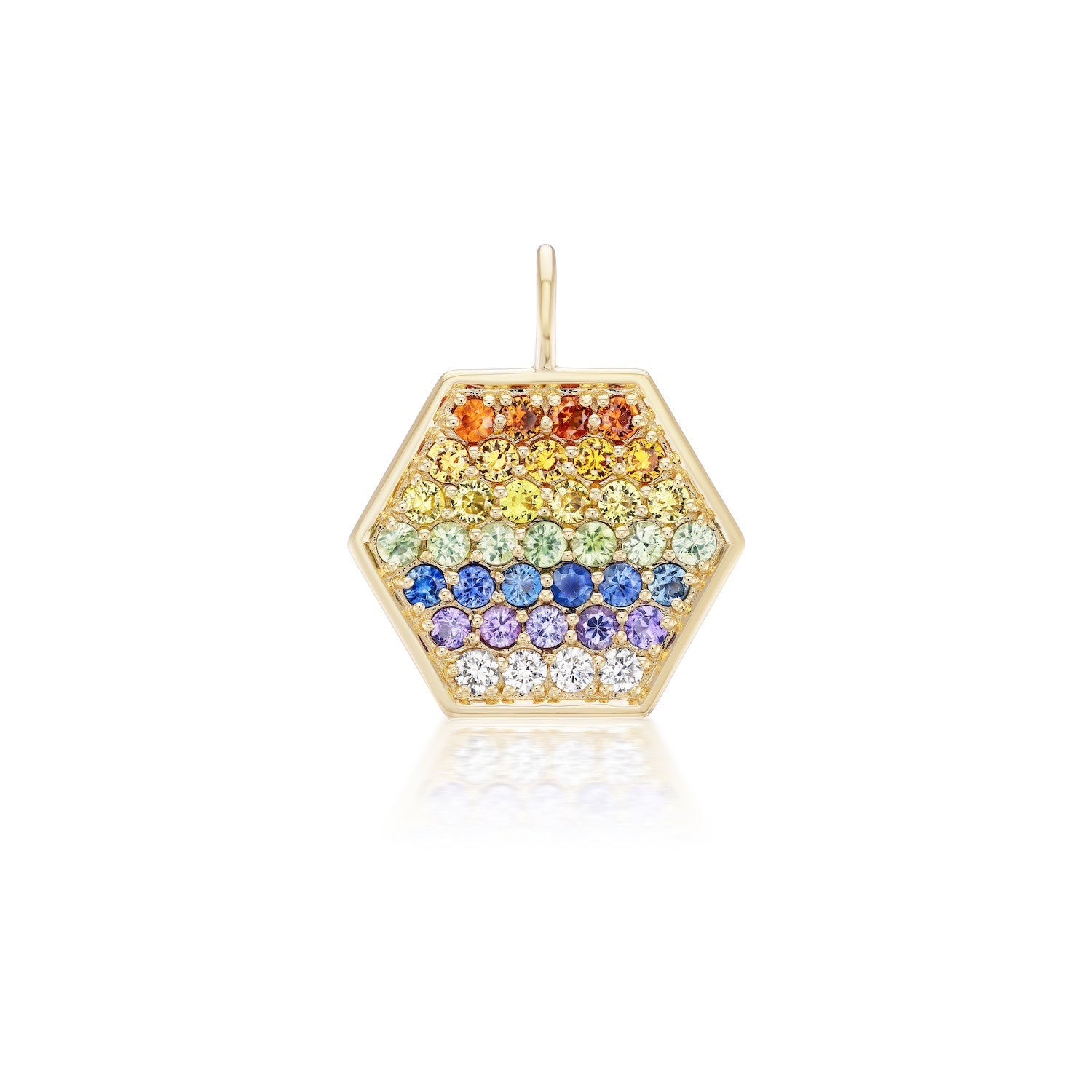 Rainbow Sapphire & Diamond Hexagon Charm - MUSE Shop