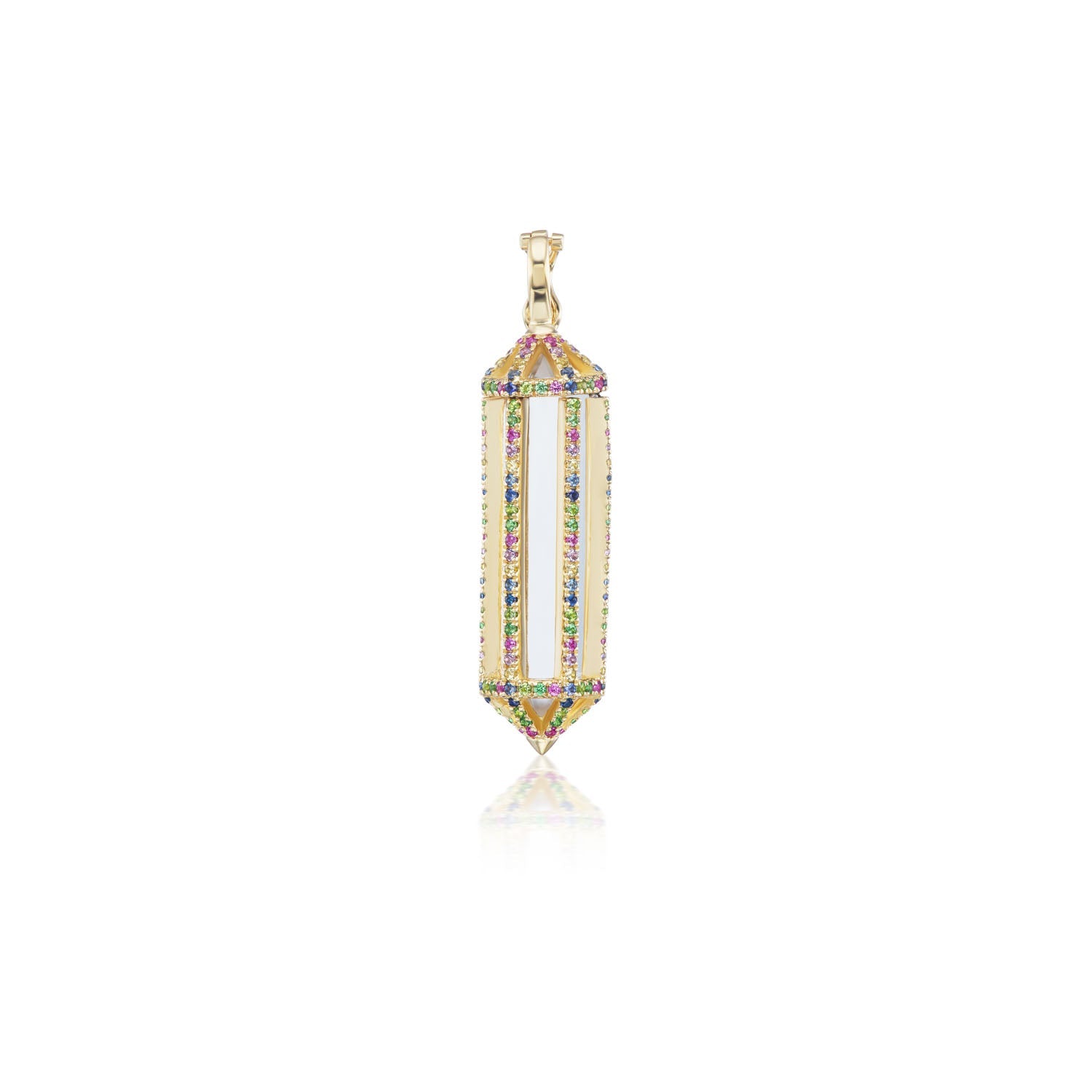 Rainbow Sapphire Power Crystal Mini Cage Pendant - MUSE Shop