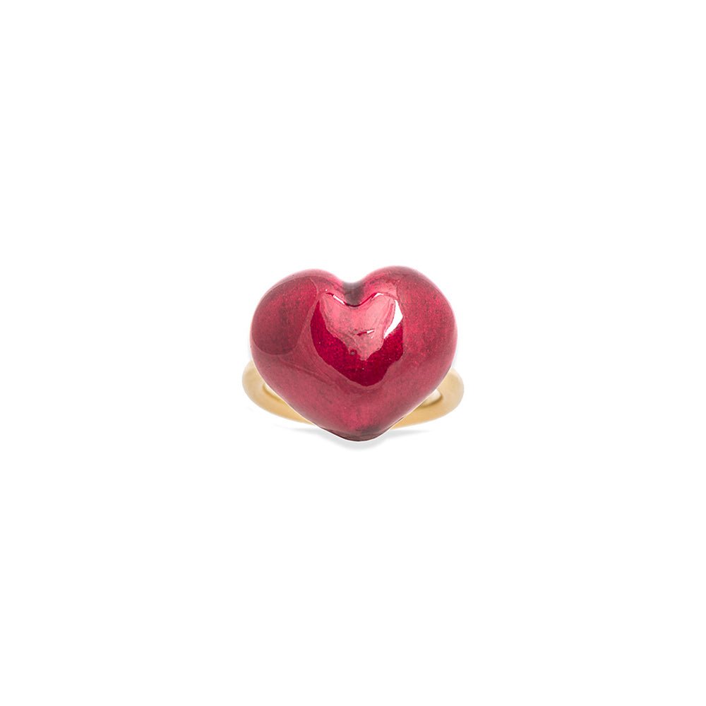 Red Enamel Bubble Heart Ring - MUSE Shop