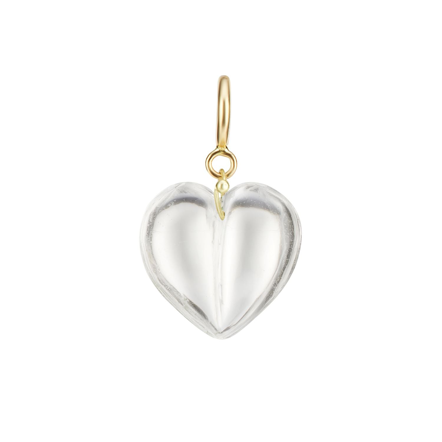 Rock Crystal Mini Split Heart Charm - MUSE Shop