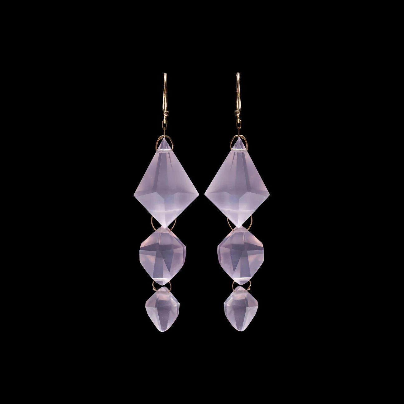 Rose Quartz Triple Faceted Drop Earrings - MUSE Shop