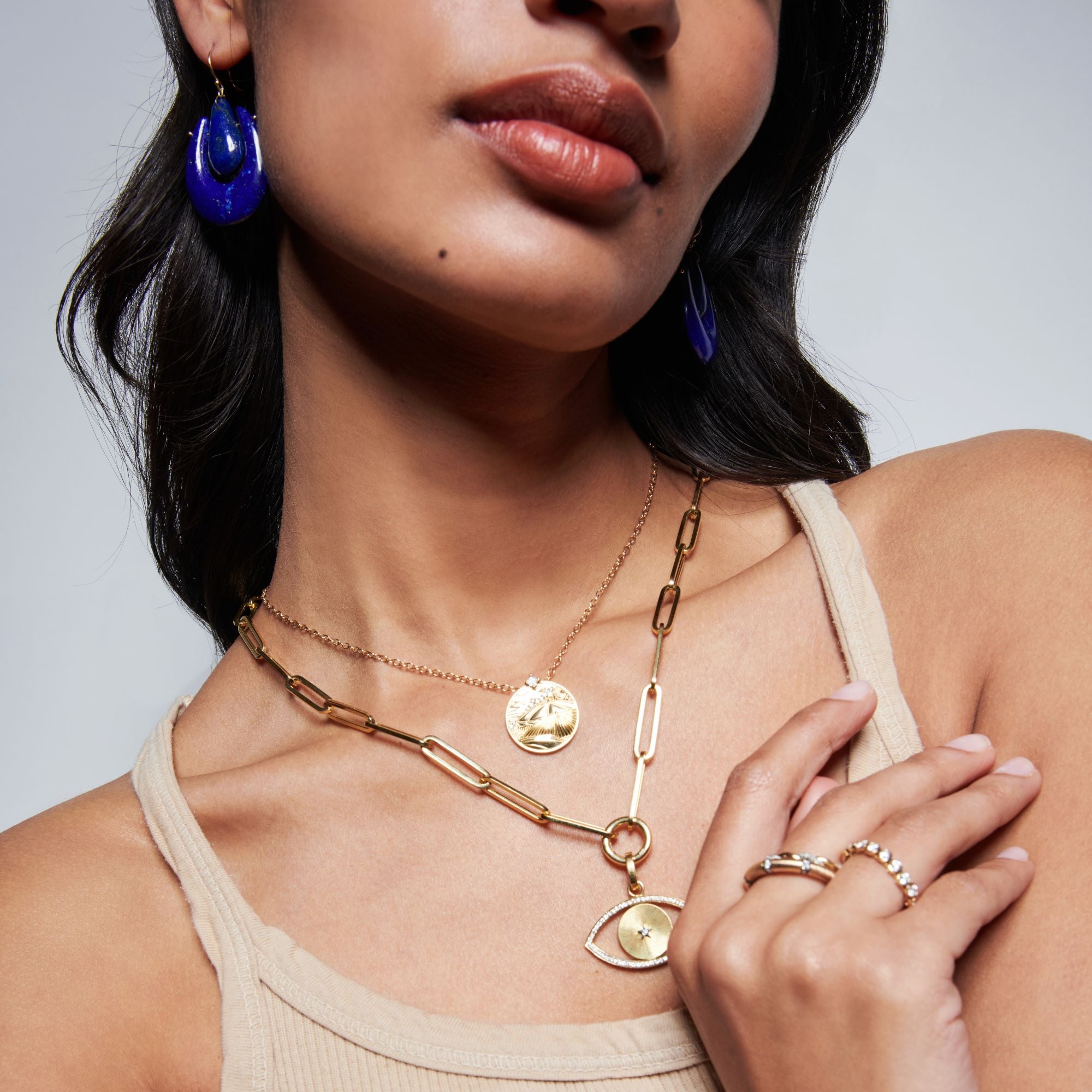 Sara Chain Long Oval Link Necklace in Yellow Gold