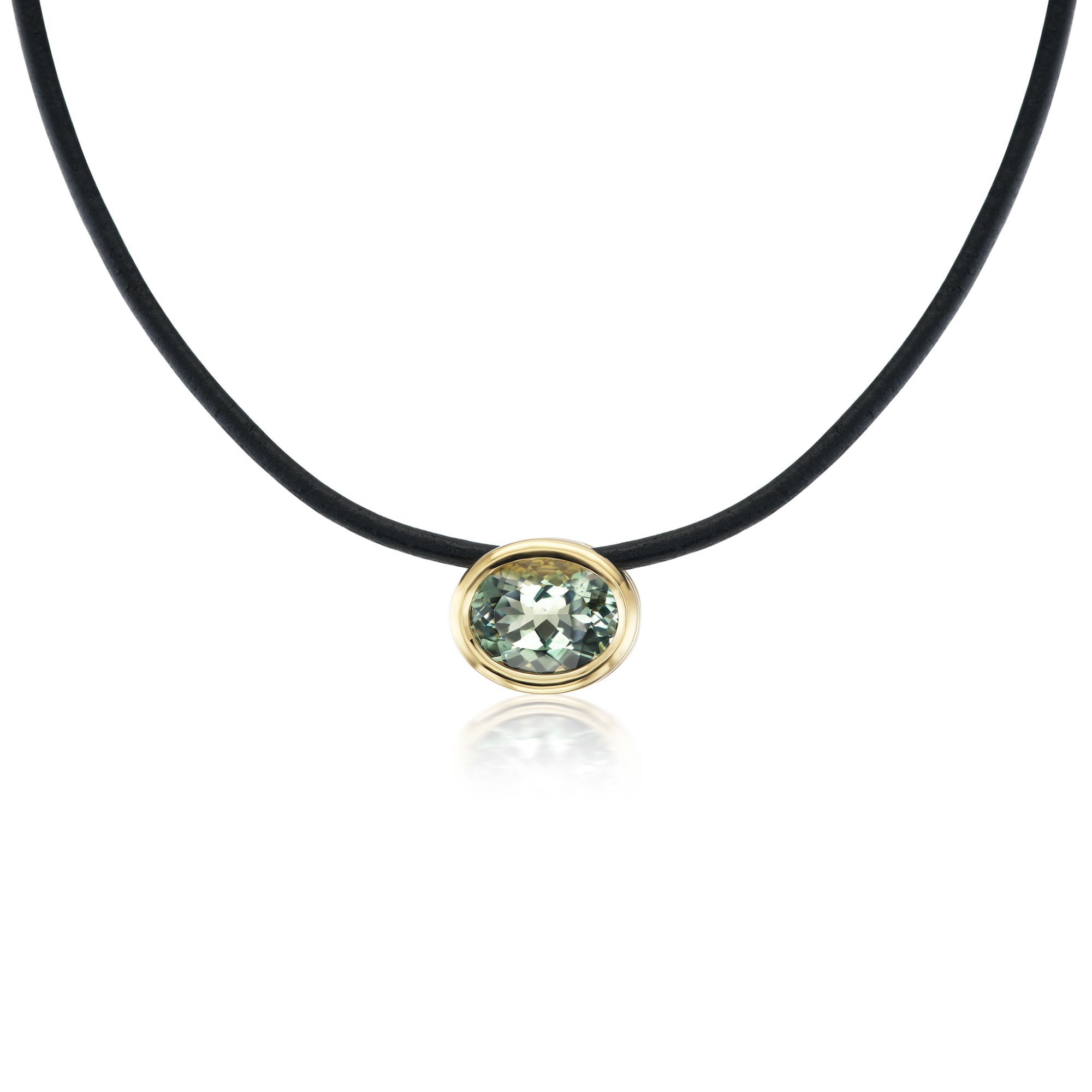 Scuba Green Amethyst Choker Necklace with Black Leather Cord - MUSE Shop