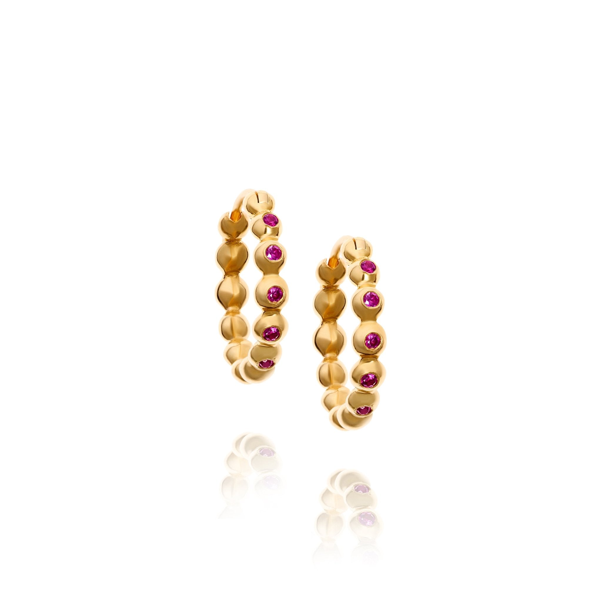 Small Demetra Pink Sapphire Hoops - MUSE Shop