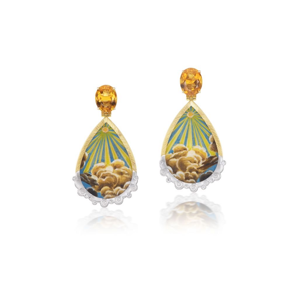 Sun King Miniature Painting Earrings - MUSE Shop