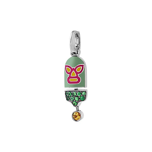 The Hurricane Sees Yellow Luchadores Charm with Tsavorite in White Gold - MUSE Shop