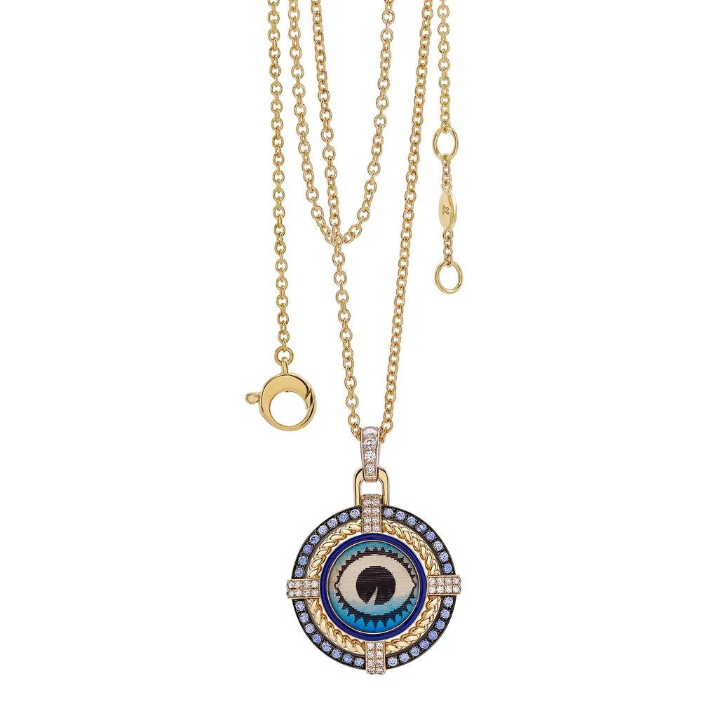 Vintage Lenticular Lovers Eye Necklace in Yellow Gold - MUSE Shop