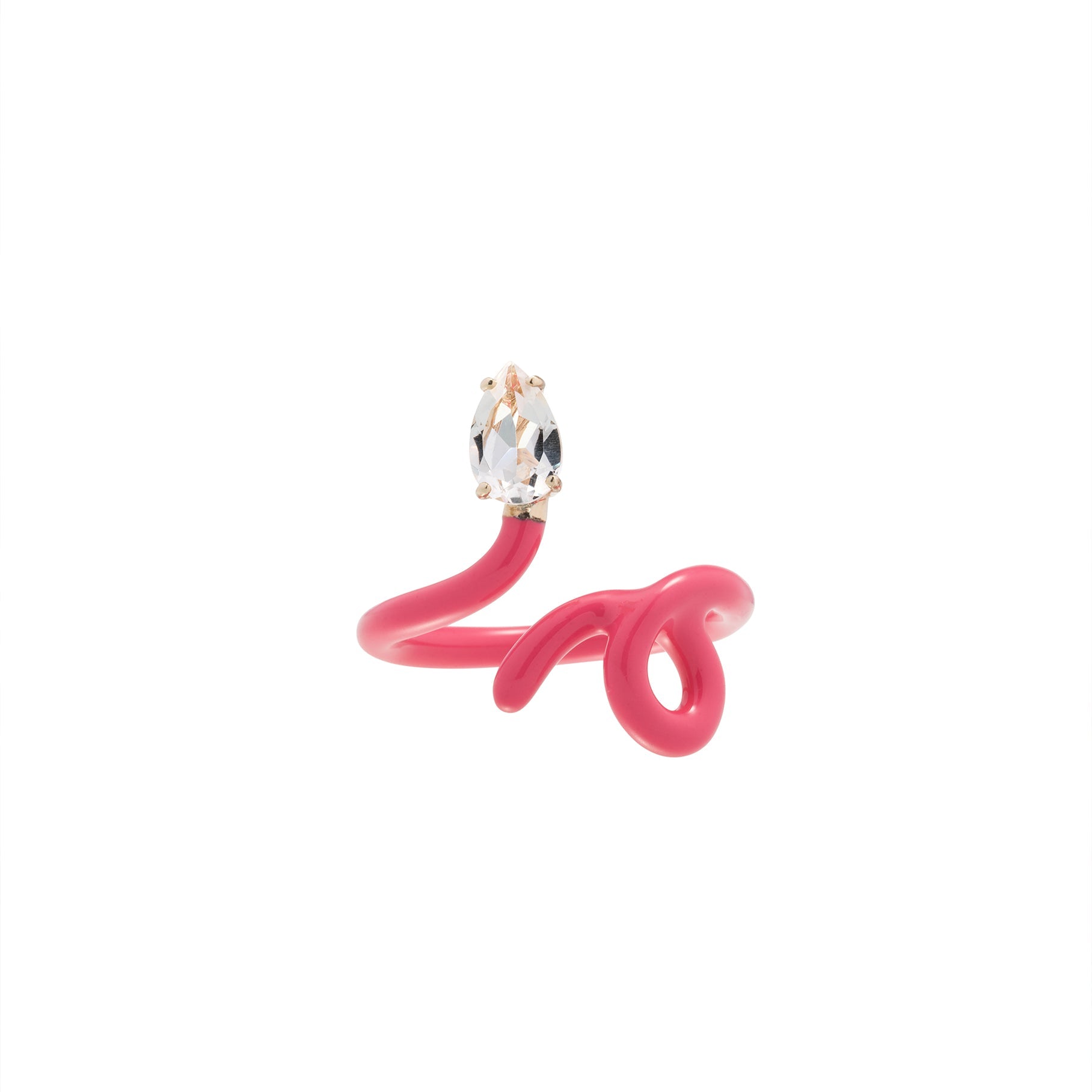 Hot Pink Baby Vine Ring with Rock Crystal