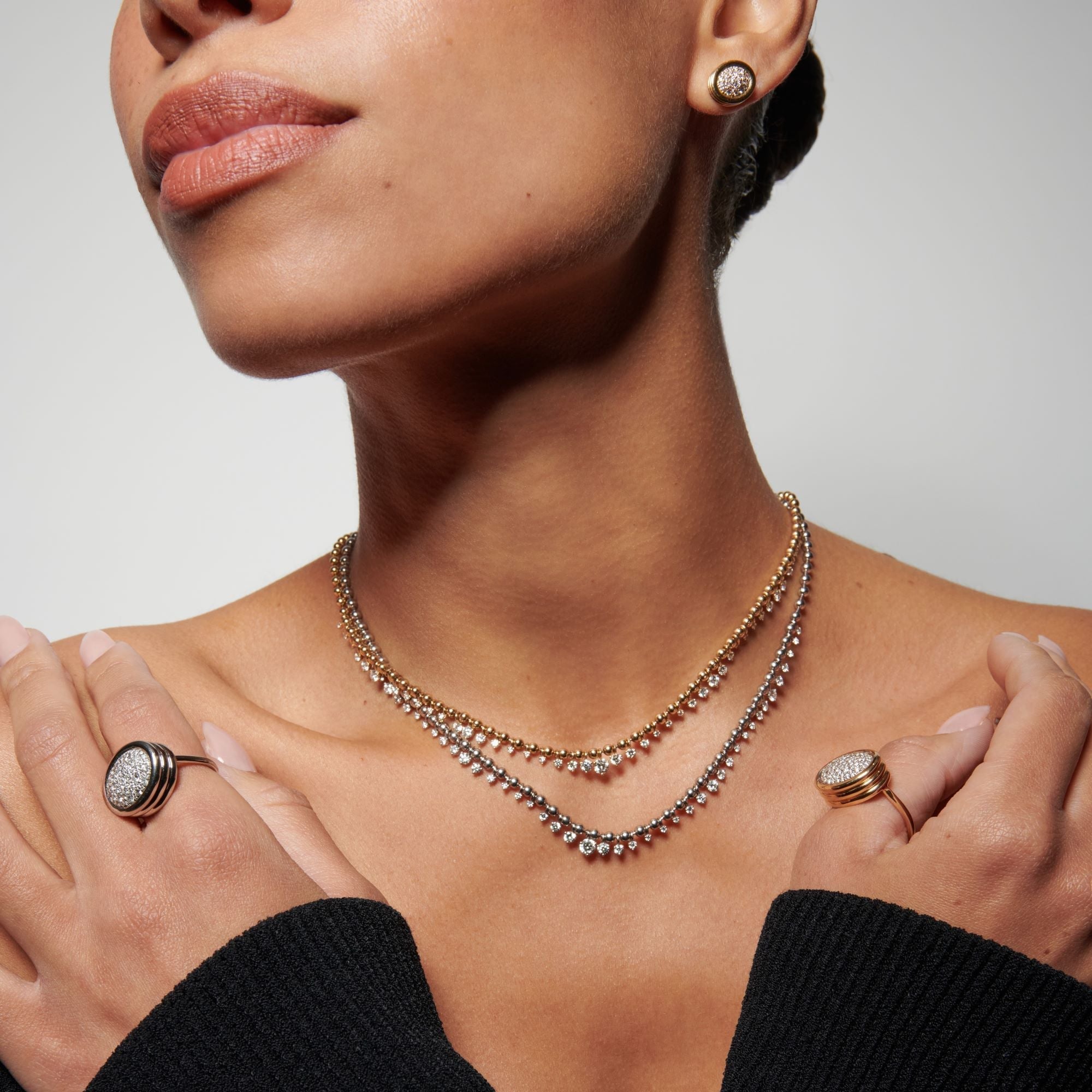 White Diamond Pavé Scuba Ring in Yellow Gold - MUSE Shop