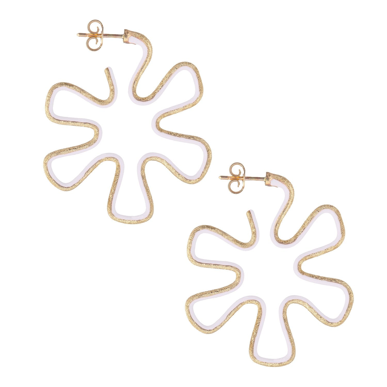 White Enamel & Yellow Gold Daisy Earrings - MUSE Shop