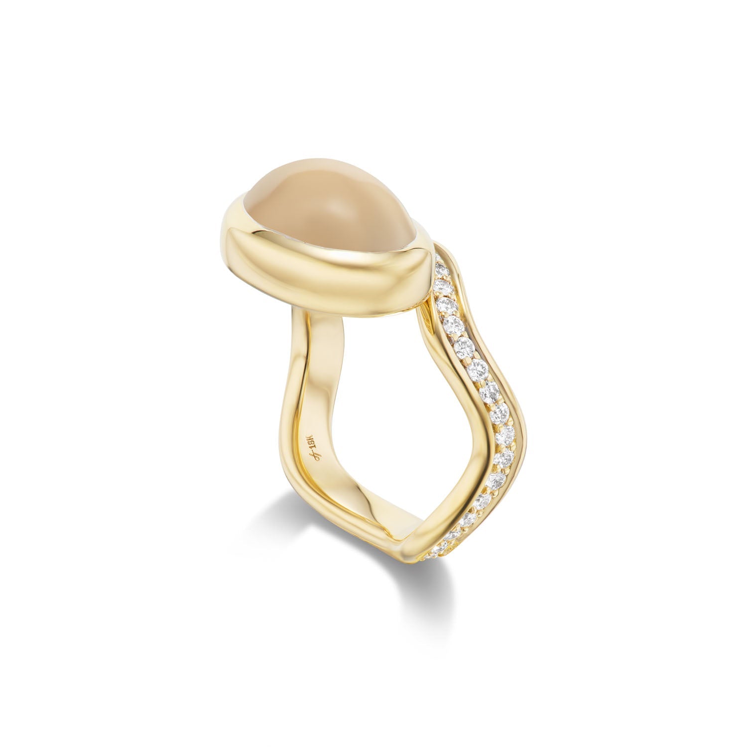 White Moonstone & Diamond Curve Aurora Ring - MUSE Shop