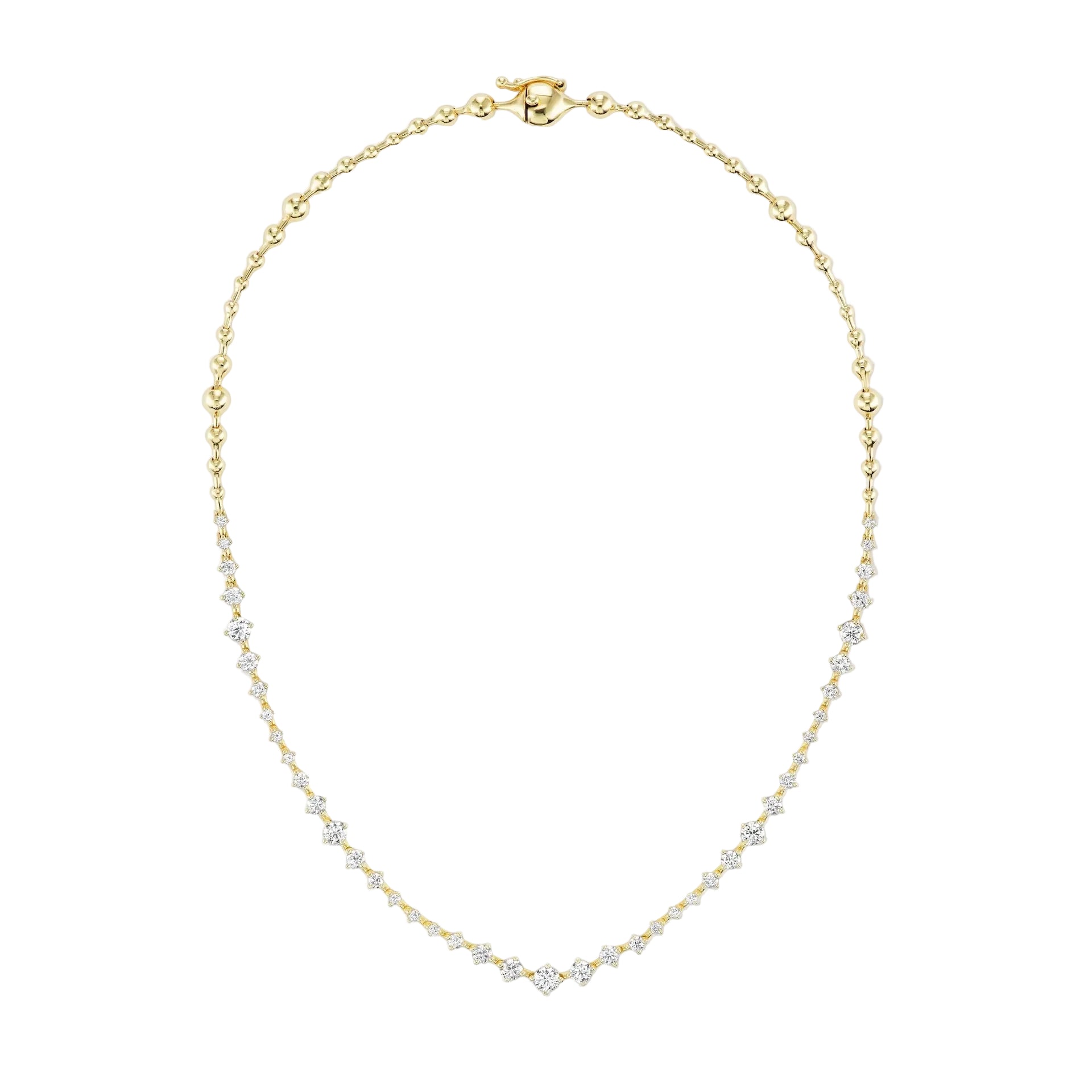 White Diamond Drift Necklace in Yellow Gold