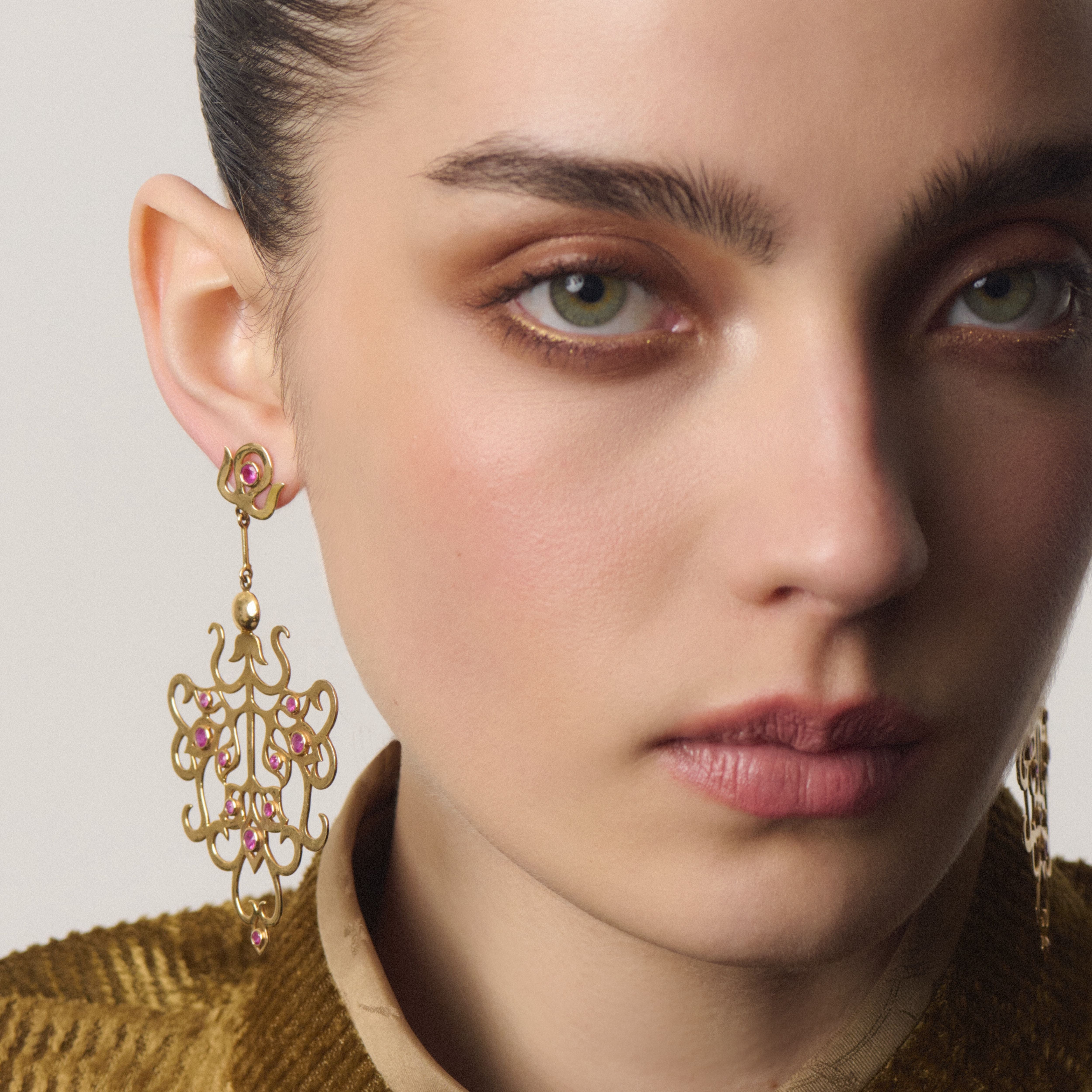 Gold Filigree Earrings in Yellow Gold