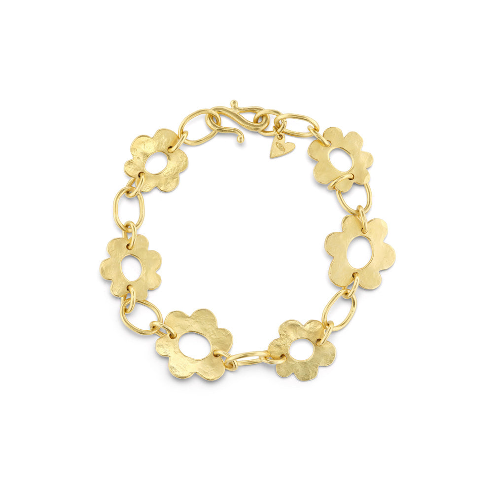 A Christina Alexiou Thick Flower Chain Bracelet with diamond embellishments.